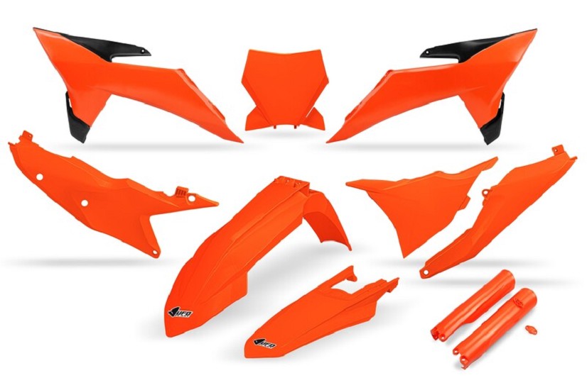 UFO Komplett Kunstoff-Kit mit Gabelschützer - Neon Orange