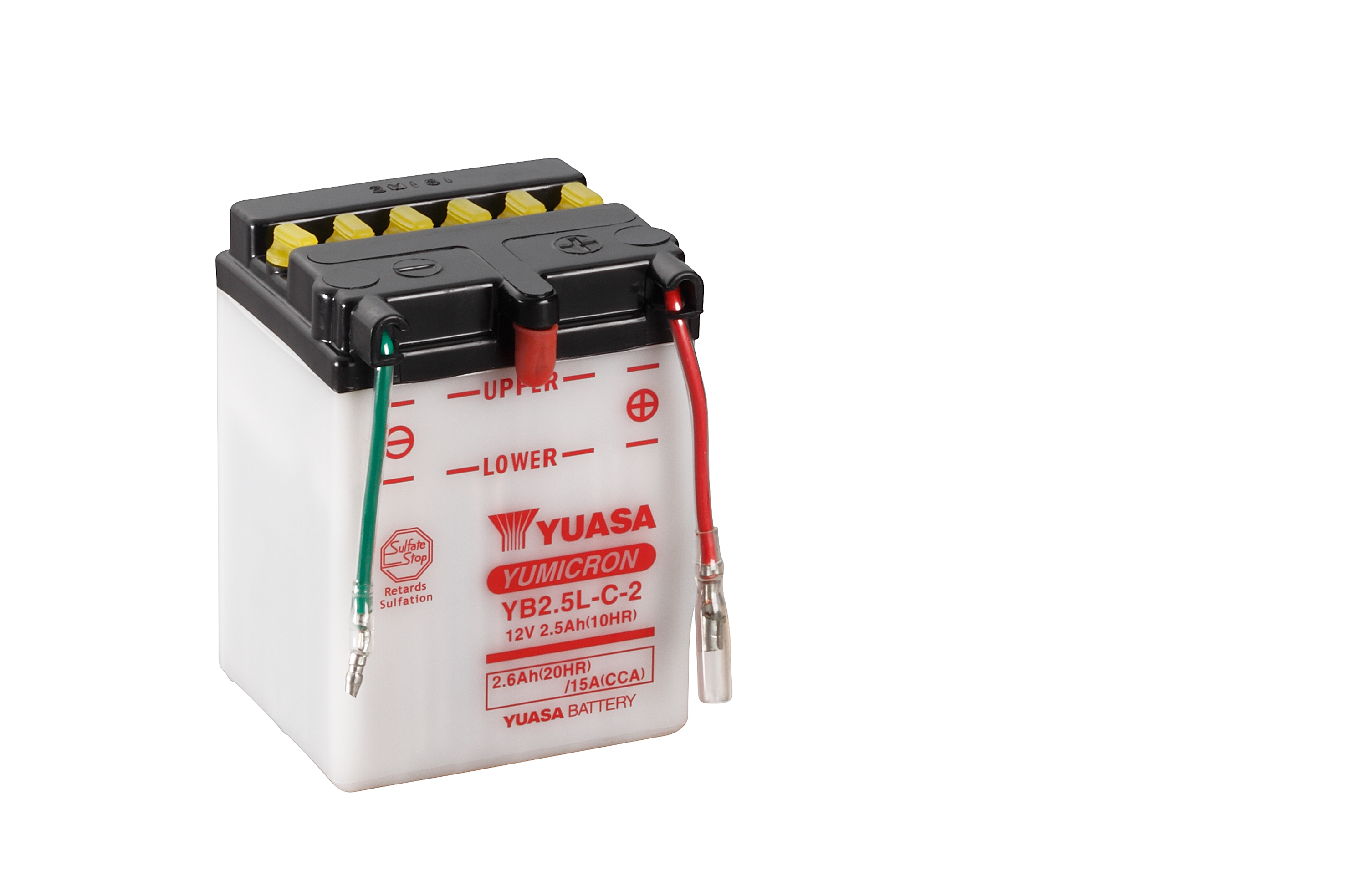 Batterie YUASA YB2.5L-C-2 (DC) ohne Säure / C-Ware 12V/2,5AH (10 Std.) [81x71x106] CCA=15A Säurefüllmenge 250 ml