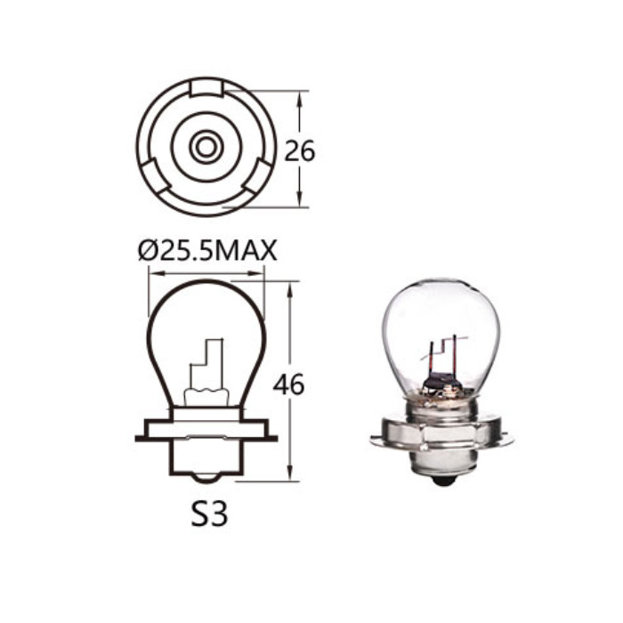 Mopedlampe 12V 15W P26 Mopedlampe 6V 15W P26s