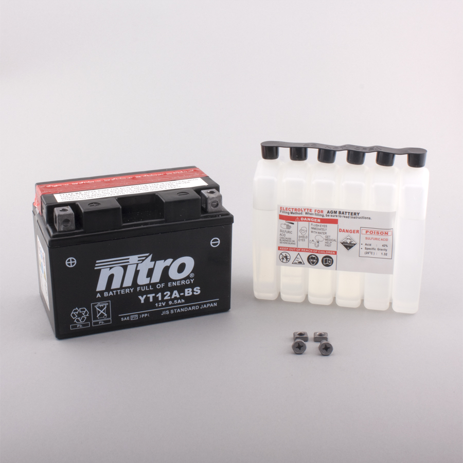 Batterie NITRO NT12A-BS (CP) mit Säurepack 12V/10Ah [150x87x105] CCA=175A