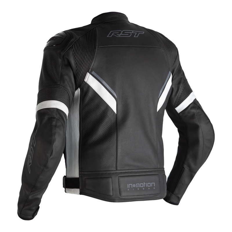RST Sabre Airbag Lederjacke - Schwarz/Weiß Größe 4XL