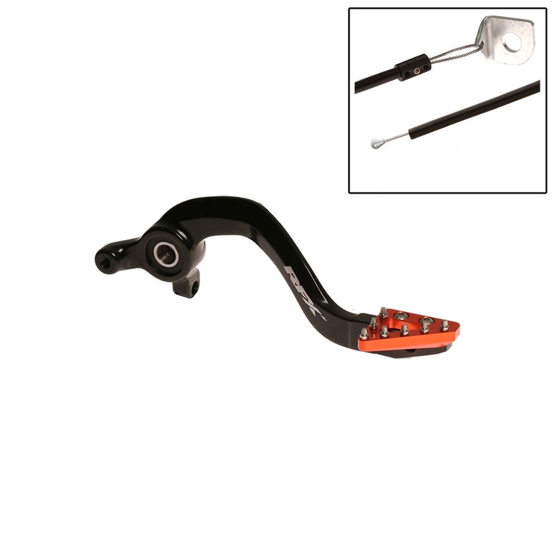 RFX Pro ST Hinterradbremshebel (Hart eloxiert Schwarz/Orange) - passend für KTM65