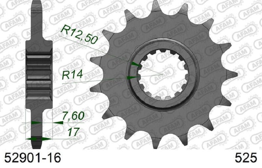 AFAM Standard Stahlritzel vorne 52901 - 525 AFAM Standard Stahlritzel vorne 52901 - 525