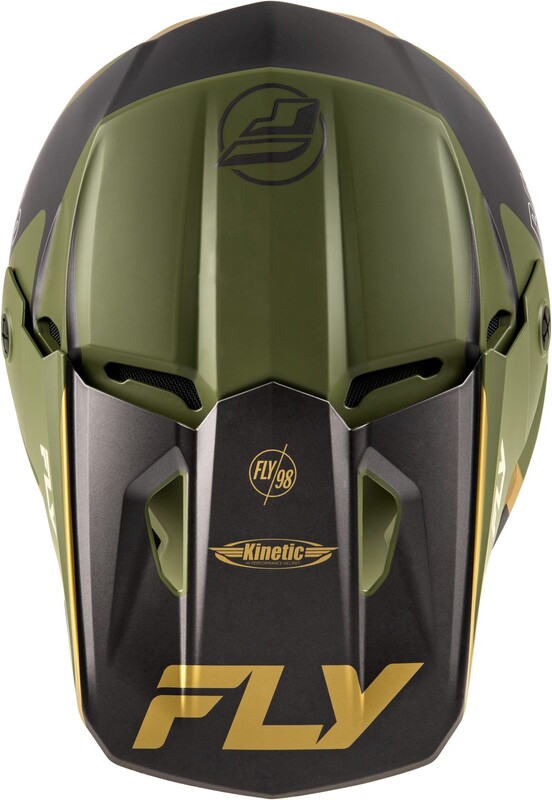 FLY RACING Kinetic Rally Helm - Matte Moss Grau/Khaki/Off-Weiß