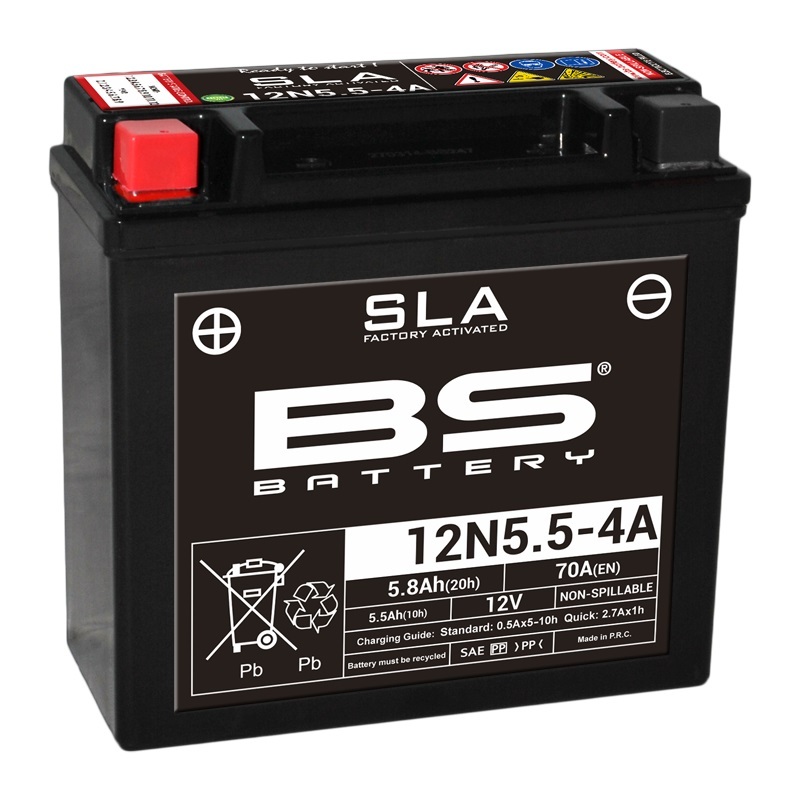 BS BATTERY SLA Wartungsfreie Batterie Werkseitig aktiviert - 12N5.5-4A/4B