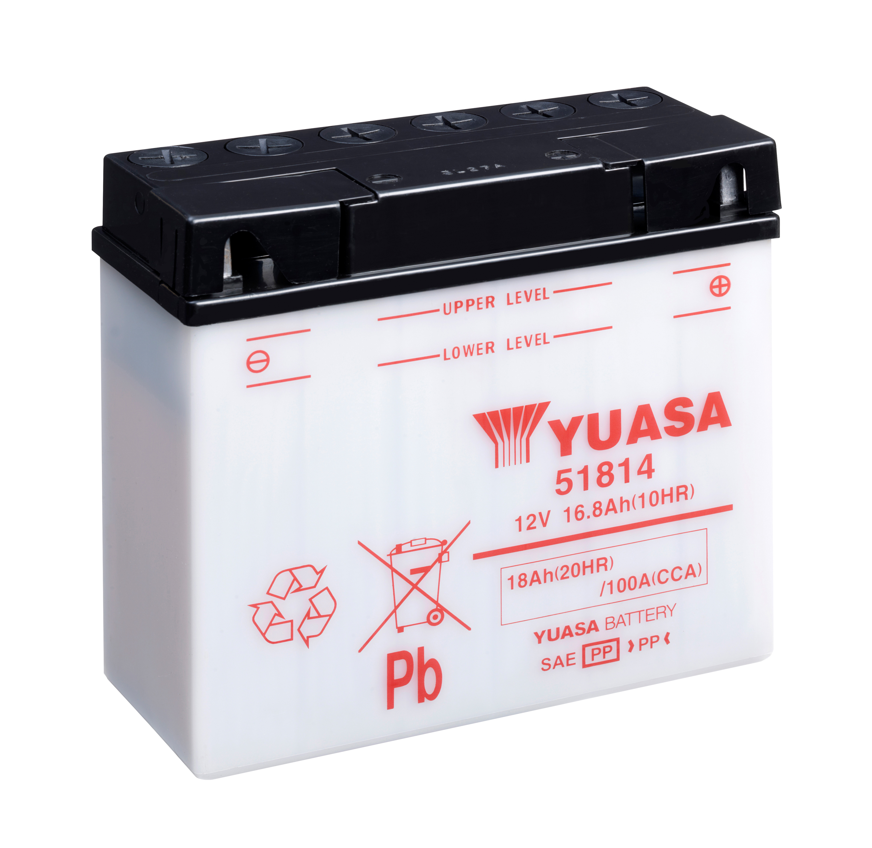Batterie YUASA 51814 (CP) mit Säurepack 12V/18AH (20 Std.) [186x82x171] CCA=100A