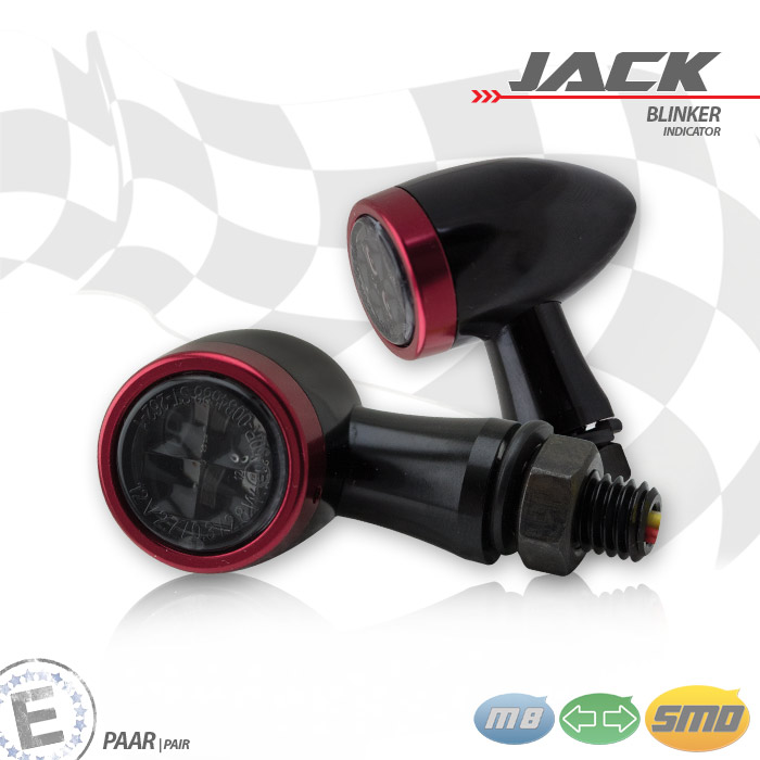 SMD-Blinkerset Jack schwarz Zierring rot