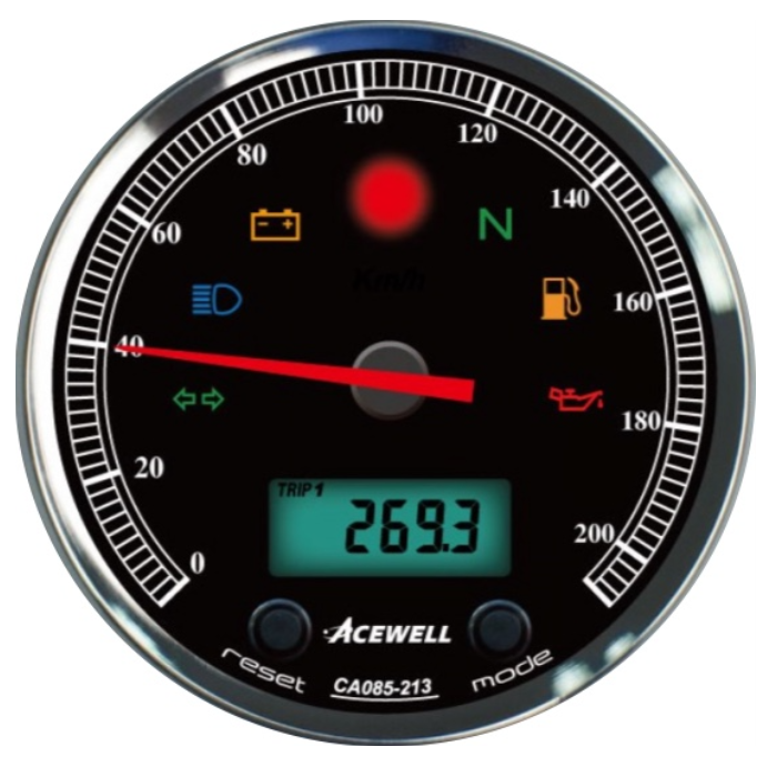 ACEWELL Analog Tacho 210 Km/h Digital DZM ACEWELL Analog Tacho 210 Km/h Digital DZM