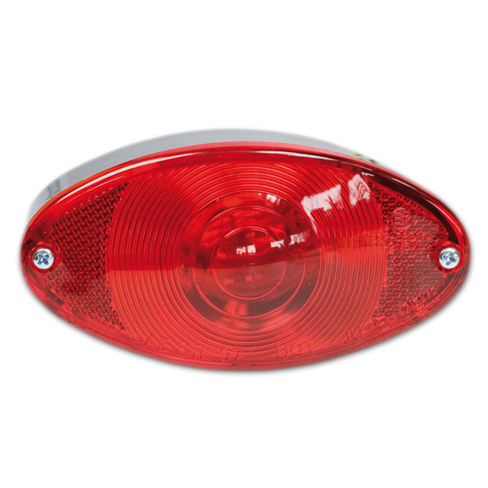 Rücklicht Cat-Eye chrom rotes Glas Rücklicht Cat-Eye chrom rotes Glas