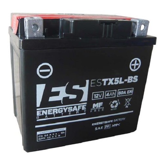 Batterie ENERGYSAFE ESTX5L-BS (CP) mit Säurepack 12V/4AH (10 Std.) [114x71x106] CCA=80A (2 Jahre Garantie - s. Artikeltext)
