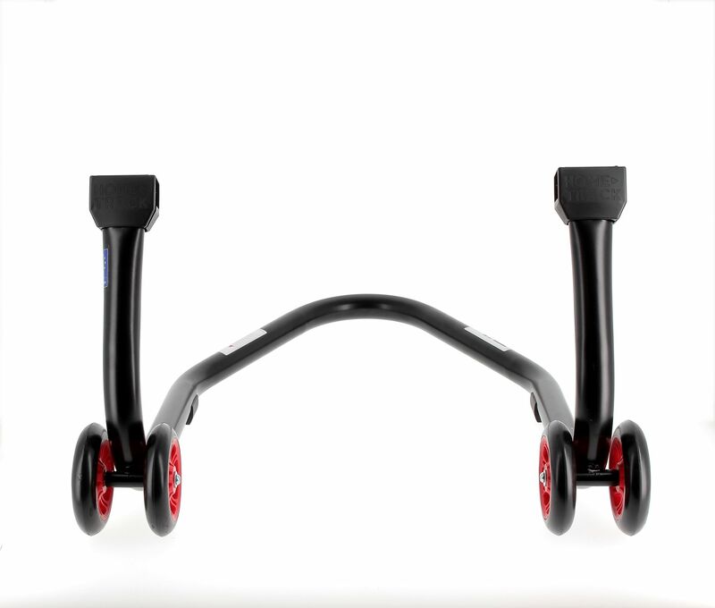 BIHR Home Track Montageständer hinten Aufnahmen in V-Form mattschwarz Räder rot