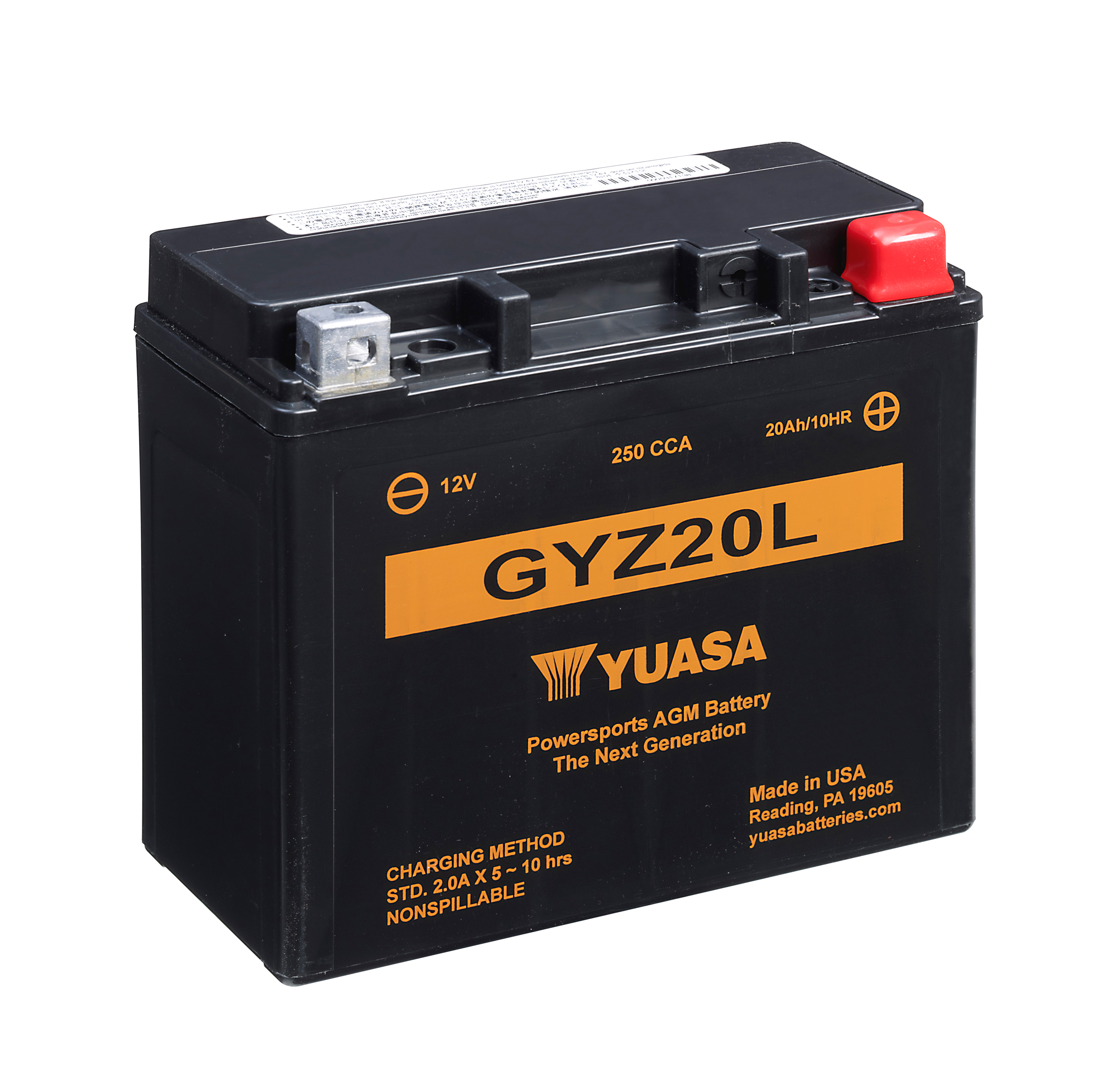 Batterie YUASA GYZ20L (WC) AGM / Gel 12V/20AH (10 Std.) [175x87x155] CCA=250A