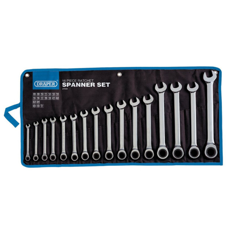 Draper HI-TORQ® Metrischer Ratschen-Maulschlüssel-Satz - 16 Teile