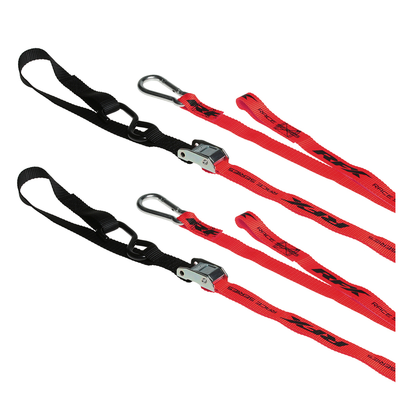 RFX Race 1.0 Zurrgurte (Rot/Schwarz) mit extra Schlaufe und Karabinerhaken RFX Race 1.0 Zurrgurte (Rot/Schwarz) mit extra Schlaufe und Karabinerhaken