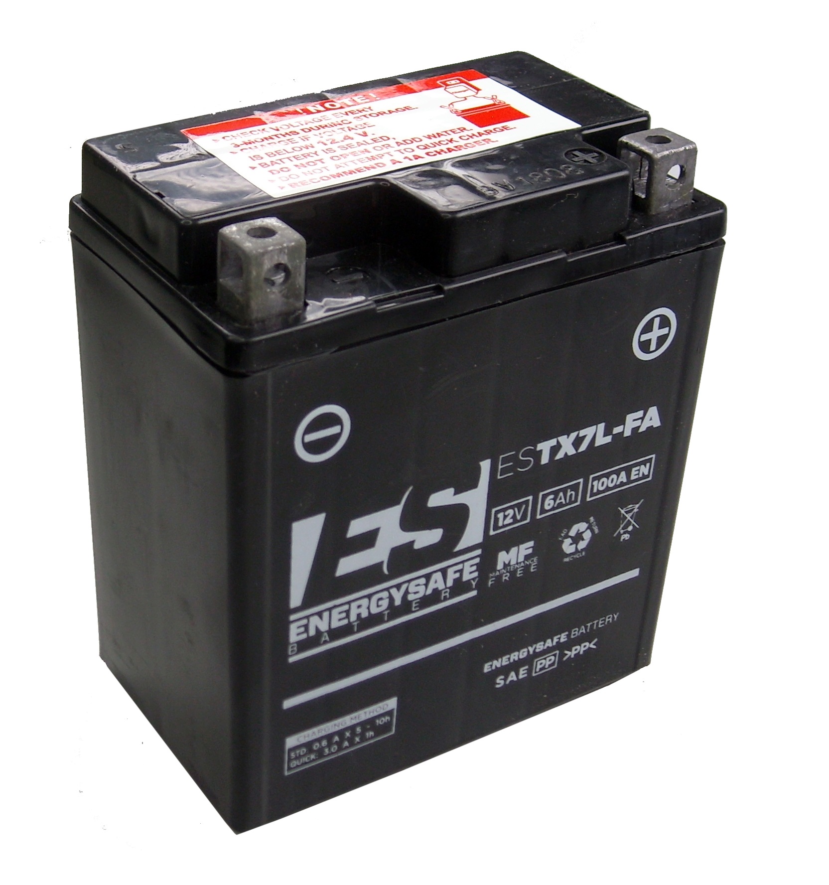 Batterie ENERGYSAFE ESTX7L-B4 (WC) AGM / Gel 12V/6AH (10 Std.) [114x71x131] CCA=100A (2 Jahre Garantie - s. Artikeltext)
