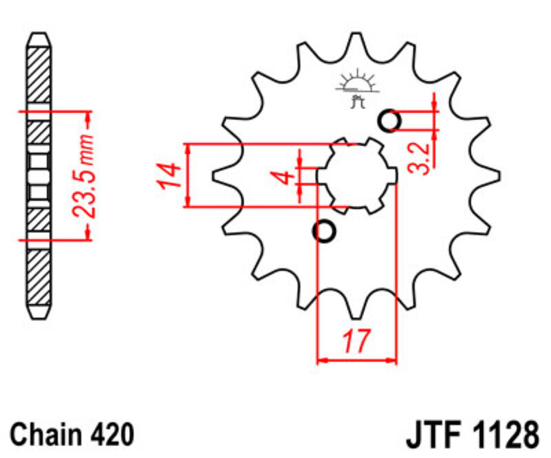 JT/JT Kettenkit 420HDR 11/53 Standard - Standard Kettenrad 1132