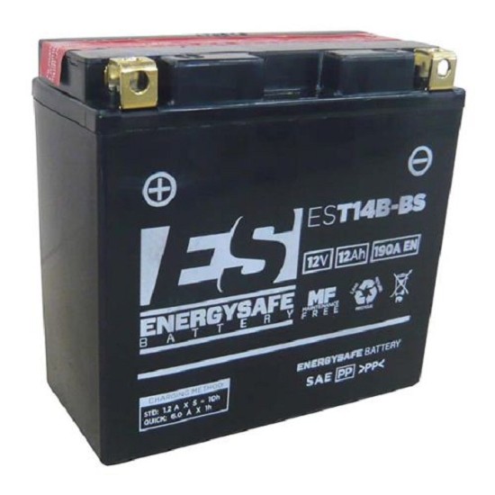 Batterie ENERGYSAFE EST14B-BS (CP) mit Säurepack 12V/12AH (10 Std.) [152x70x145] CCA=190A (2 Jahre Garantie - s. Artikeltext)