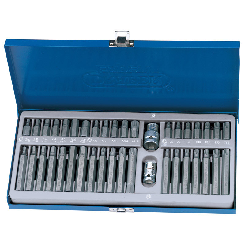 DRAPER Metallkoffer mit 40 Steckbits für TX-STAR® (Torx), XZN (Vielzahl), CHC (Imbus)