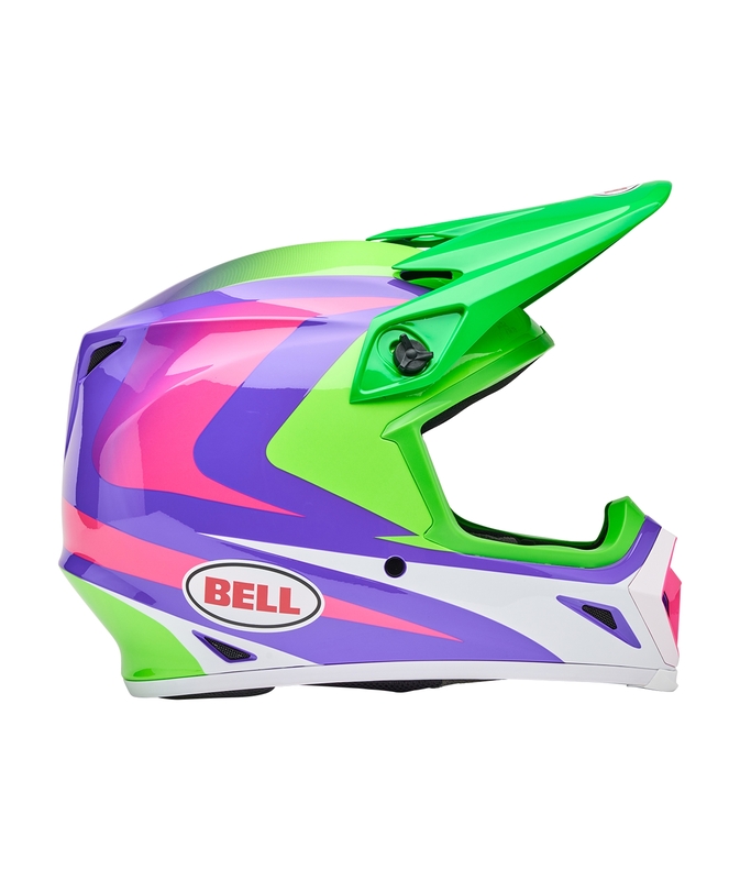 BELL MX-9 Mips Helm - Jackal Gloss Hi-Viz Green Purple BELL MX-9 Mips Helm - Jackal Gloss Hi-Viz Green Purple