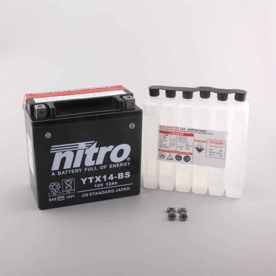Batterie NITRO NTX14-BS (CP) mit Säurepack 12V/12Ah [150x87x145] CCA=200A