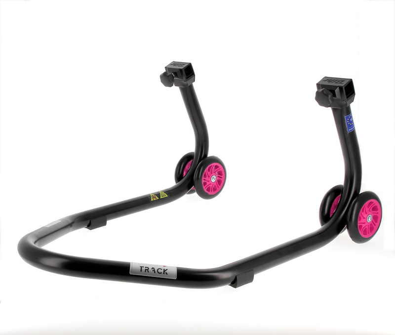 BIHR Home Track Montageständer hinten Aufnahmen in L-Form mattschwarz Räder rosa