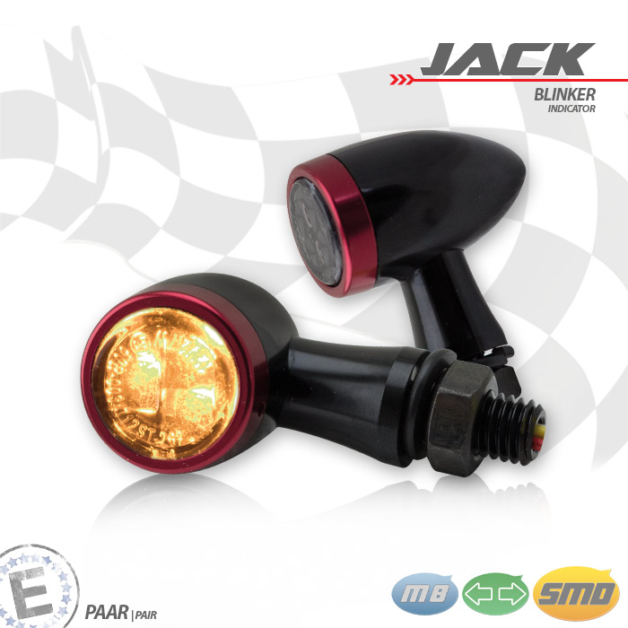 SMD-Blinkerset Jack schwarz Zierring rot
