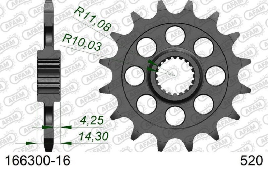 AFAM Standard Stahlritzel vorne 166300 - 520 AFAM Standard Stahlritzel vorne 166300 - 520