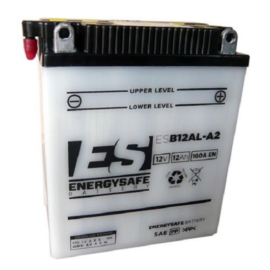 Batterie ENERGYSAFE ESB12AL-A2 (CP) mit Säurepack 12V/12AH (10 Std.) [134x80x160] CCA=160A (2 Jahre Garantie - s. Artikeltext)