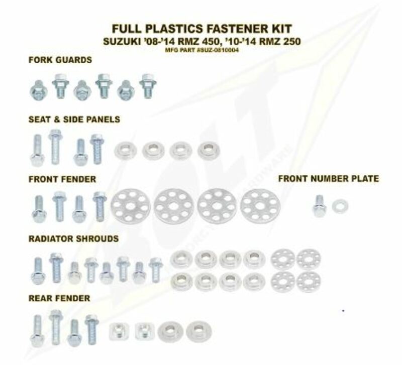 BOLT Kunststoff-Schraubensatz komplett passend für Suzuki RM-Z450/250 BOLT Kunststoff-Schraubensatz komplett passend für Suzuki RM-Z450/250