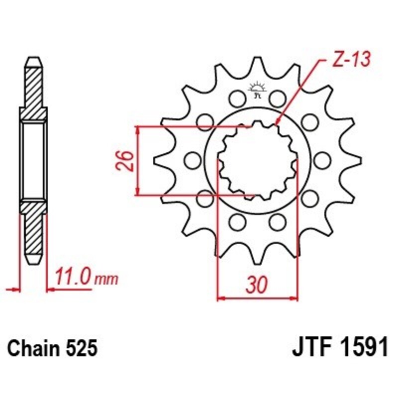 JT SPROCKETS geräuscharmes vorderes Ritzel 1591 - 525