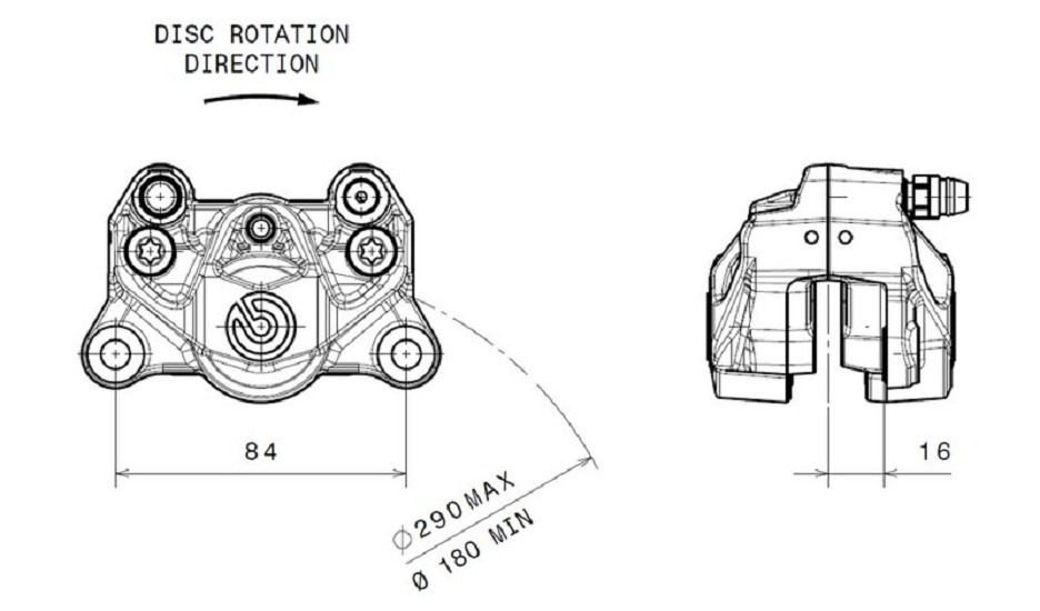 BREMBO Bremssattel hinten Ø34mm Schwarz