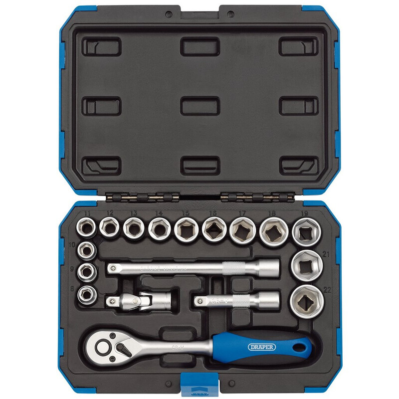 DRAPER Metric & Inch 3/8 Sockets & Ratchet Set - 18 Pieces