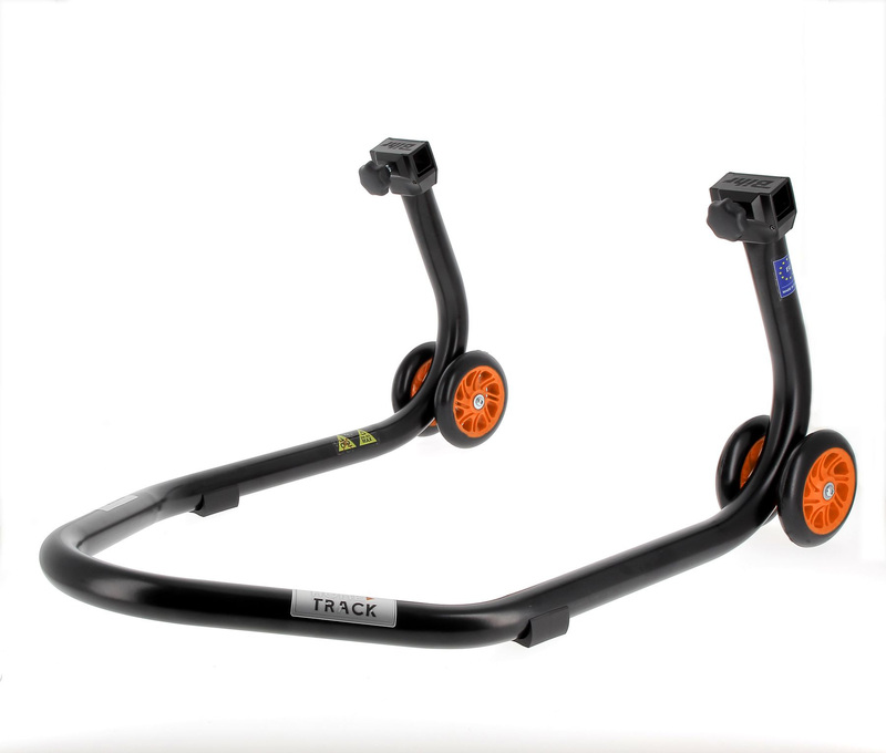 BIHR Home Track Montageständer hinten Aufnahmen in V-Form mattschwarz Räder orangefarben