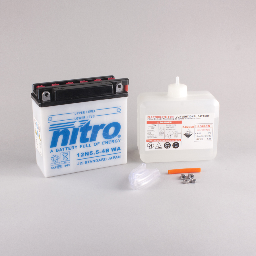Batterie NITRO 12N5.5-4B (CP) mit Säurepack 12V/5,5Ah [138x61x131] CCA=60A
