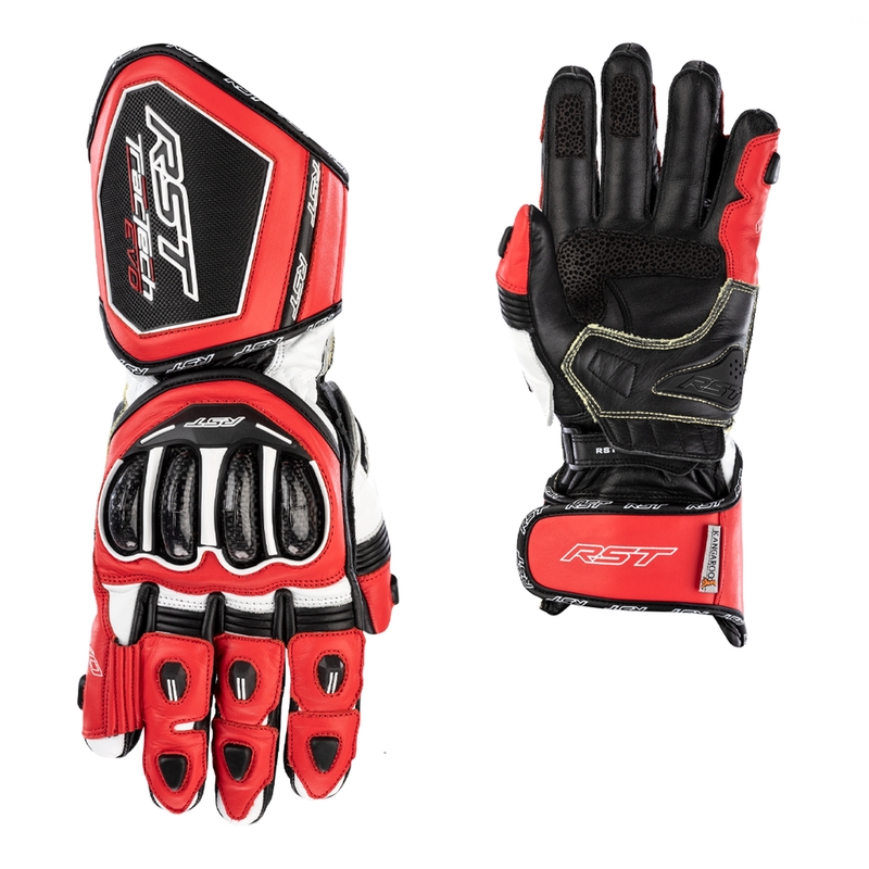 RST TracTech Evo 4 Leder Handschuhe Rot/Weiß/Schwarz Größe XL