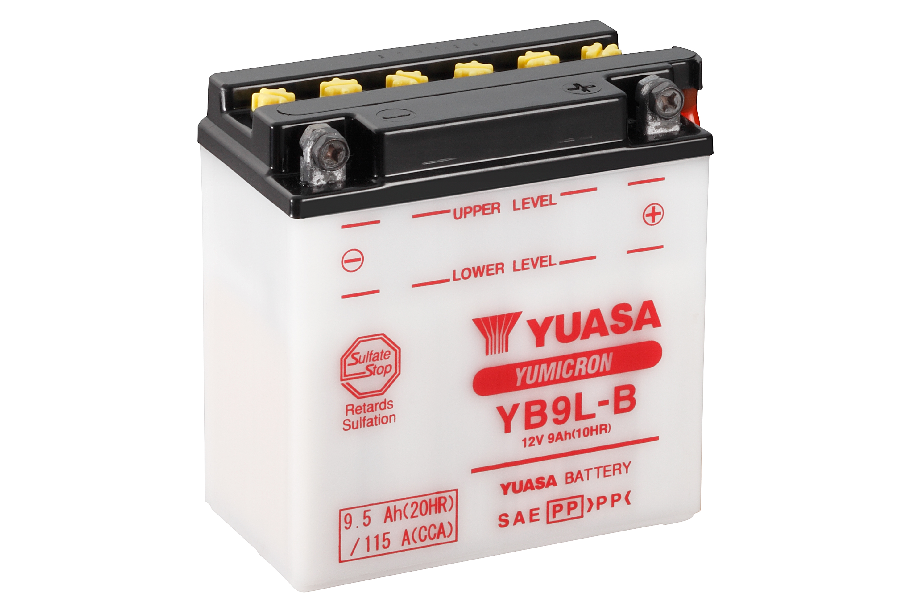Batterie YUASA YB9L-B (DC) ohne Säure / C-Ware 12V/9AH (10 Std.) [137x77x141] CCA=115A Säurefüllmenge 600 ml