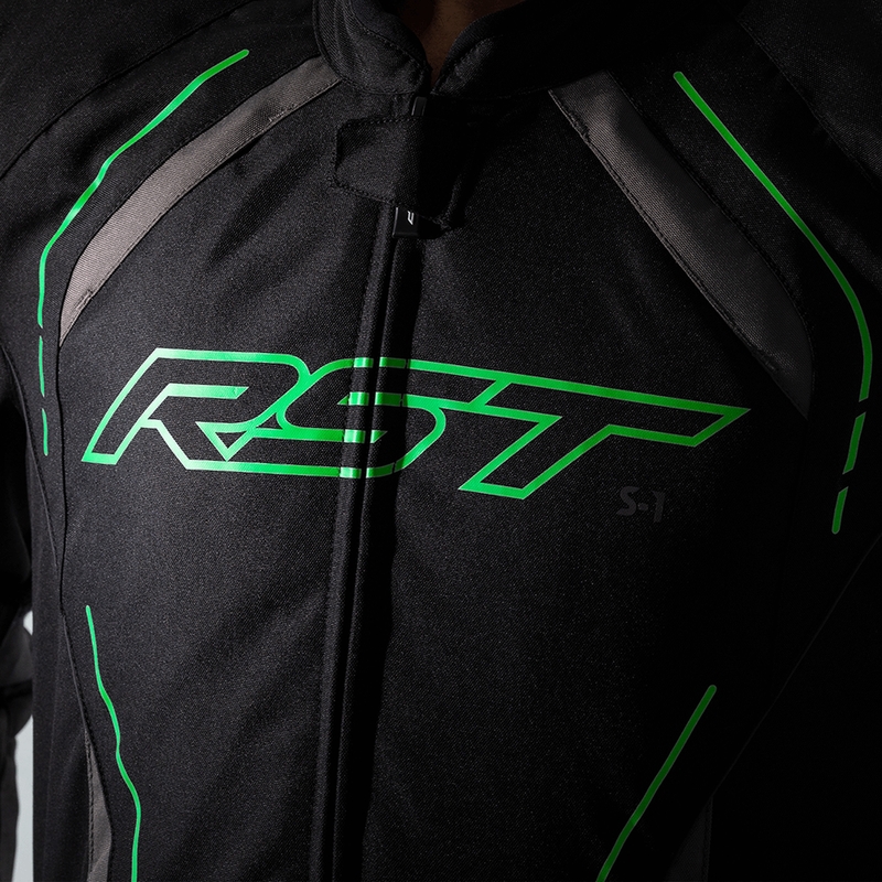 RST S-1 Jacke Textil Schwarz/Grau/Fluo Grün Größe XXL