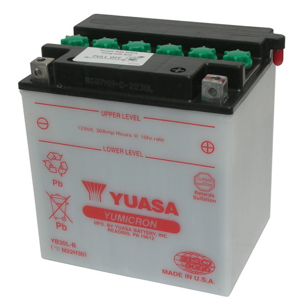 Batterie YUASA YB30L-B (DC) ohne Säure 12V/30AH (10 Std.) [168x132x176] CCA=300A Säurefüllmenge 1700 ml