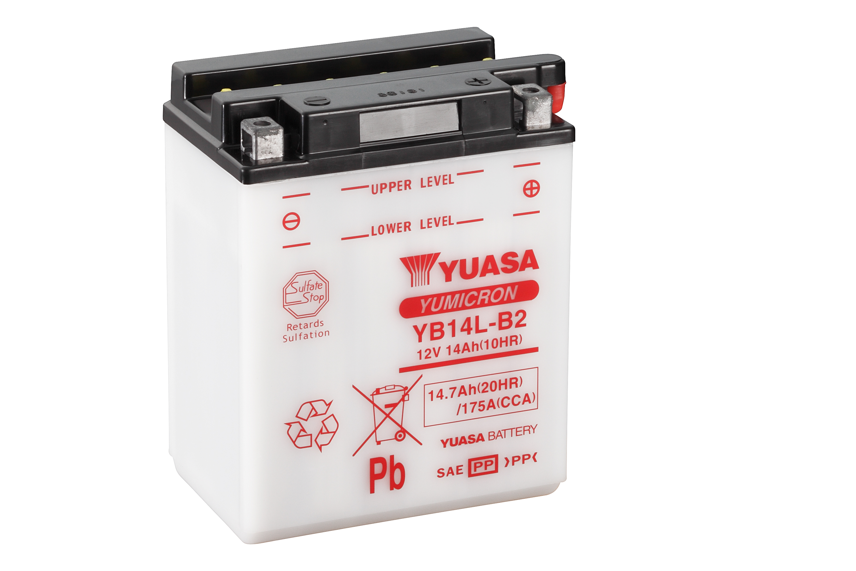 Batterie YUASA YB14L-B2 (DC) ohne Säure / C-Ware 12V/14AH (10 Std.) [136x91x168] CCA=175A Säurefüllmenge 900 ml