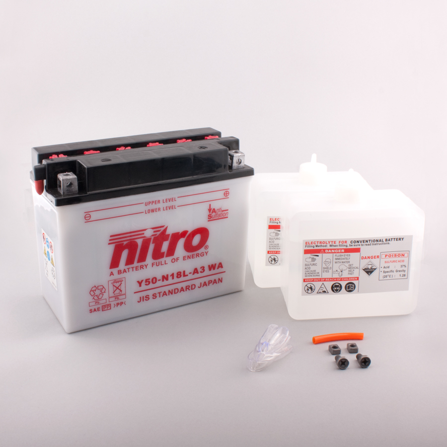 Batterie NITRO N50-N18L-A3 (CP) mit Säurepack 12V/20Ah [205x90x162] CCA=260A