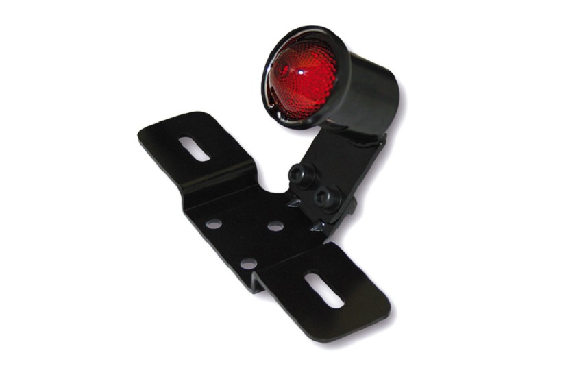 HIGHSIDER smart LED-Rücklicht OLD SCHOOL TYP3, schwarz, rotes Glas, mit Nr.-Schildhalter HIGHSIDER smart LED-Rücklicht OLD SCHOOL TYP3, schwarz, rotes Glas, mit Nr.-Schildhalter