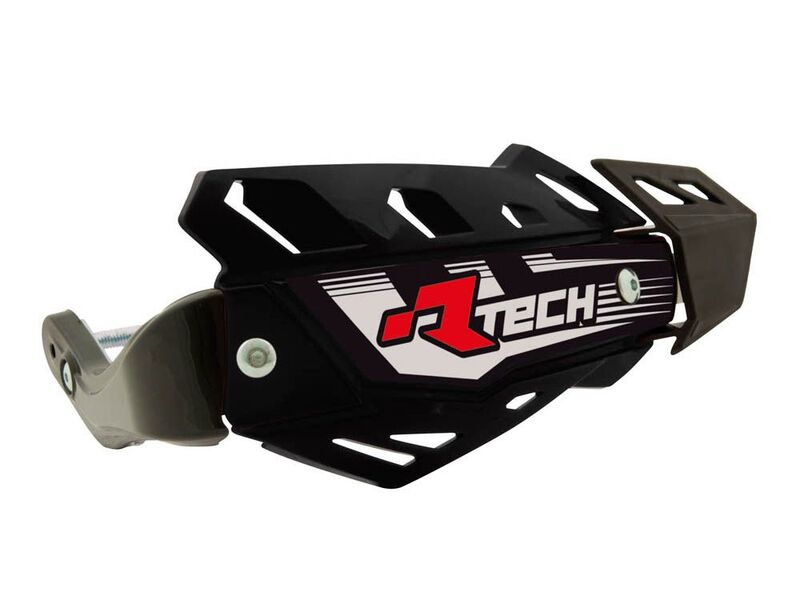 RACETECH FLX Quad Handschützer Schwarz mit Befestigungskit - Aufkleber Rot Weiß RACETECH FLX Quad Handschützer Schwarz mit Befestigungskit - Aufkleber Rot Weiß