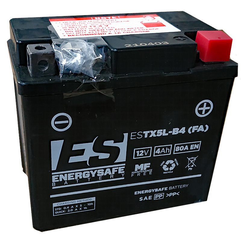 Batterie ENERGYSAFE ESTX5L-B4 (WC) AGM / Gel 12V/4AH (10 Std.) [114x71x106] CCA=80A (2 Jahre Garantie - s. Artikeltext)