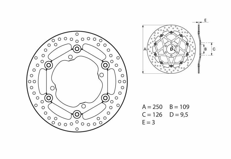 BREMBO Serie Oro rund schwimmend Bremsscheibe BREMBO Serie Oro rund schwimmend Bremsscheibe
