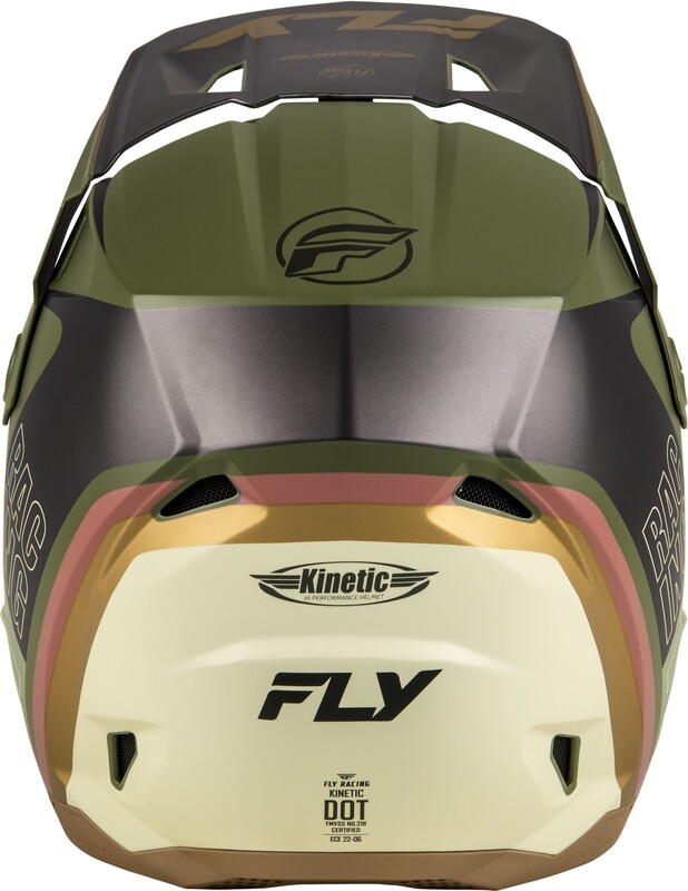 FLY RACING Kinetic Rally Helm - Matte Moss Grau/Khaki/Off-Weiß
