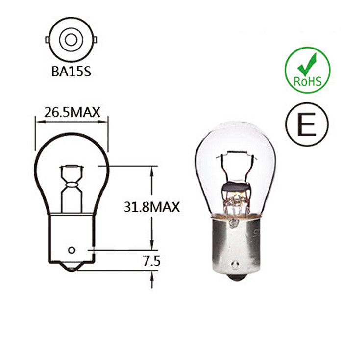 Kugellampe 12V 21W Ba15s Pin 180°