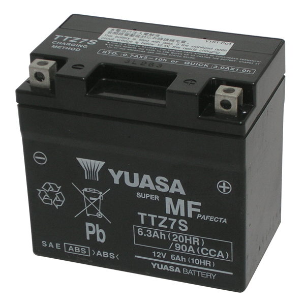 Batterie YUASA TTZ7S (WC) AGM / Gel 12V/6AH (10 Std.) [113x70x105] CCA=90A