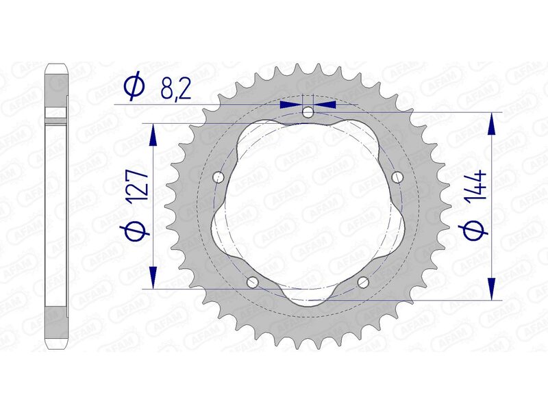 AFAM Aluminium Kettenrad hinten 51608 - 525 - Benötigt einen AFAM-Kronenhalter AFAM Aluminium Kettenrad hinten 51608 - 525 - Benötigt einen AFAM-Kronenhalter