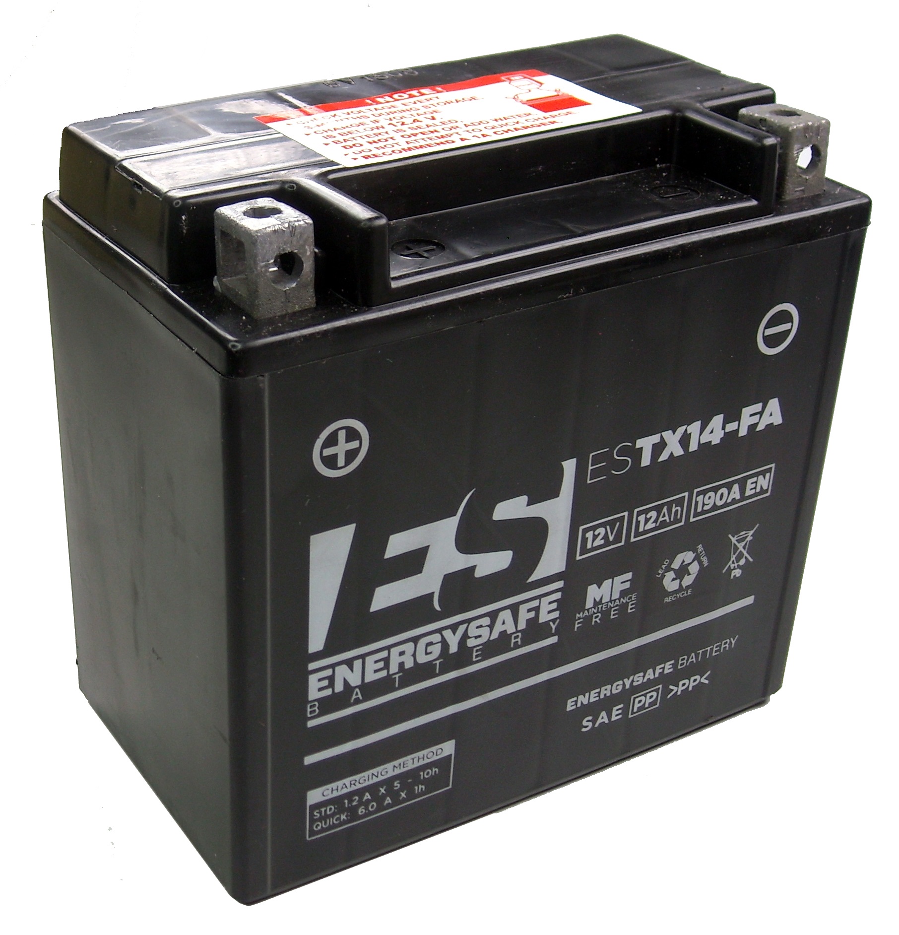 Batterie ENERGYSAFE ESTX14-B4 (WC) AGM/ Gel 12V/12AH (10 Std.) [150x87x145] CCA=190A (2 Jahre Garantie - s. Artikeltext)