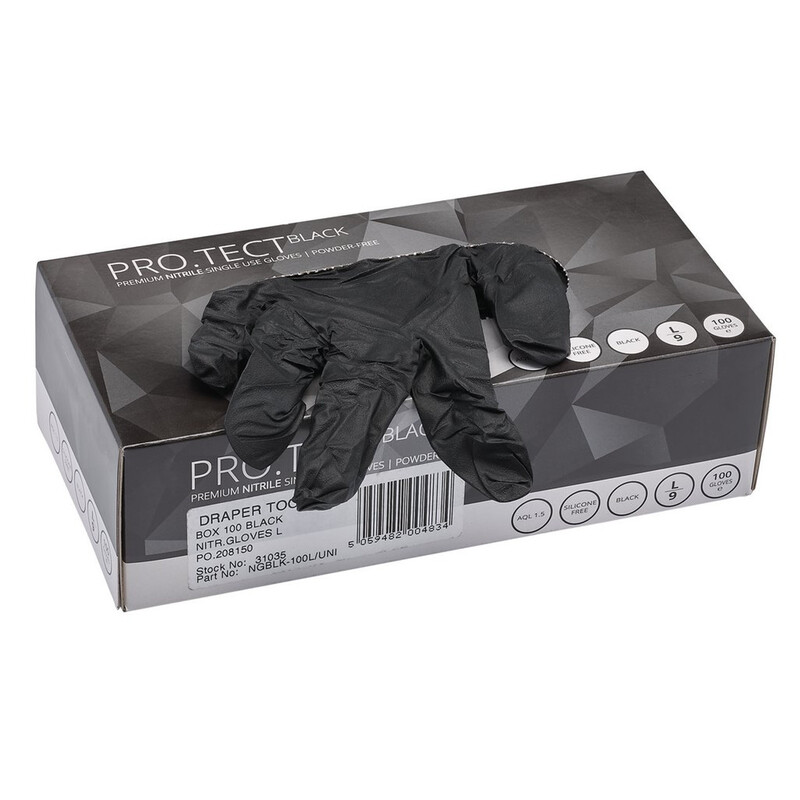 DRAPER Nitril-Handschuhe Schwarz - 100er-Pack